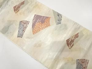 扇に花・古典柄織り出し　名古屋帯